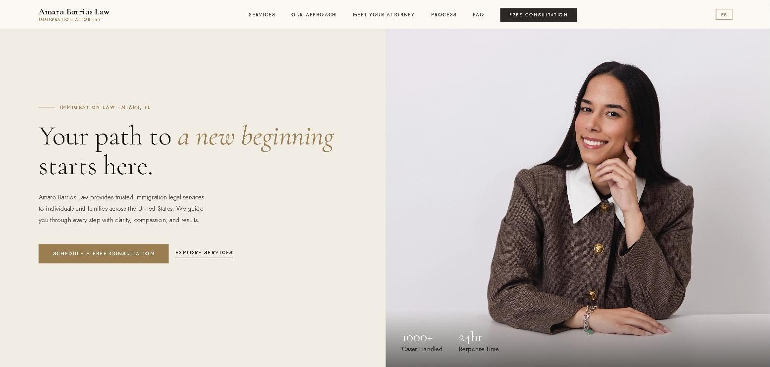 Amaro Barrios Law bilingual website design